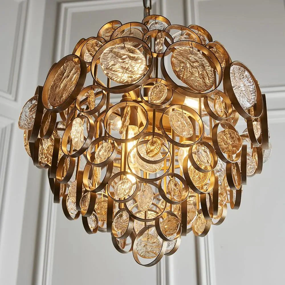 Costa Centre Ceiling Light Sphere Frame - Antique Bronze & Clear Finish - Image 3