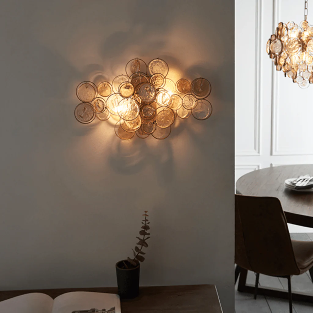 Costa Wall Light- Antique Gold w Clear & Amber Glass - Image 2