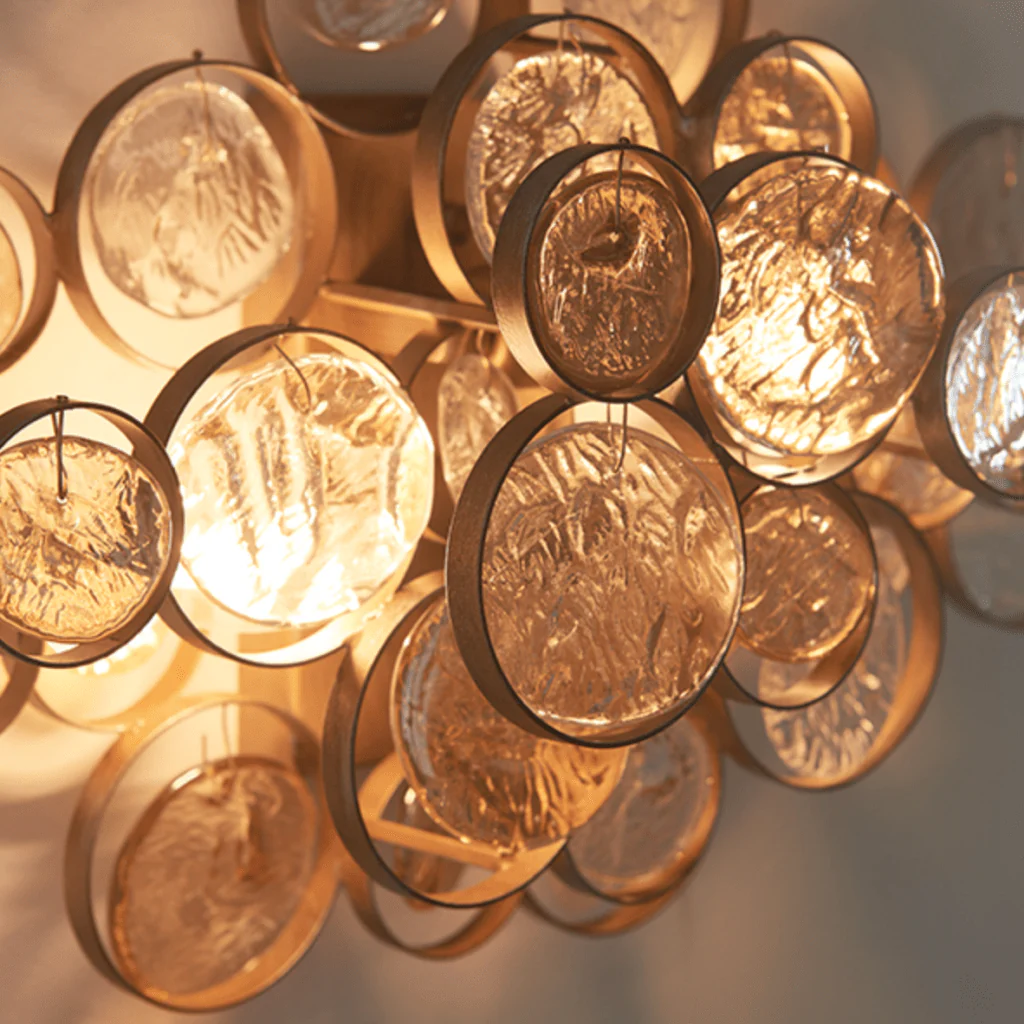 Costa Wall Light- Antique Gold w Clear & Amber Glass - Image 4