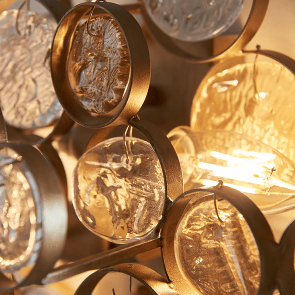 Costa Wall Light- Antique Gold w Clear & Amber Glass - Image 5