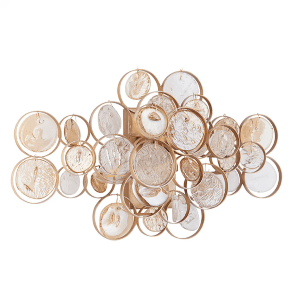 Costa Wall Light- Antique Gold w Clear & Amber Glass - Image 6