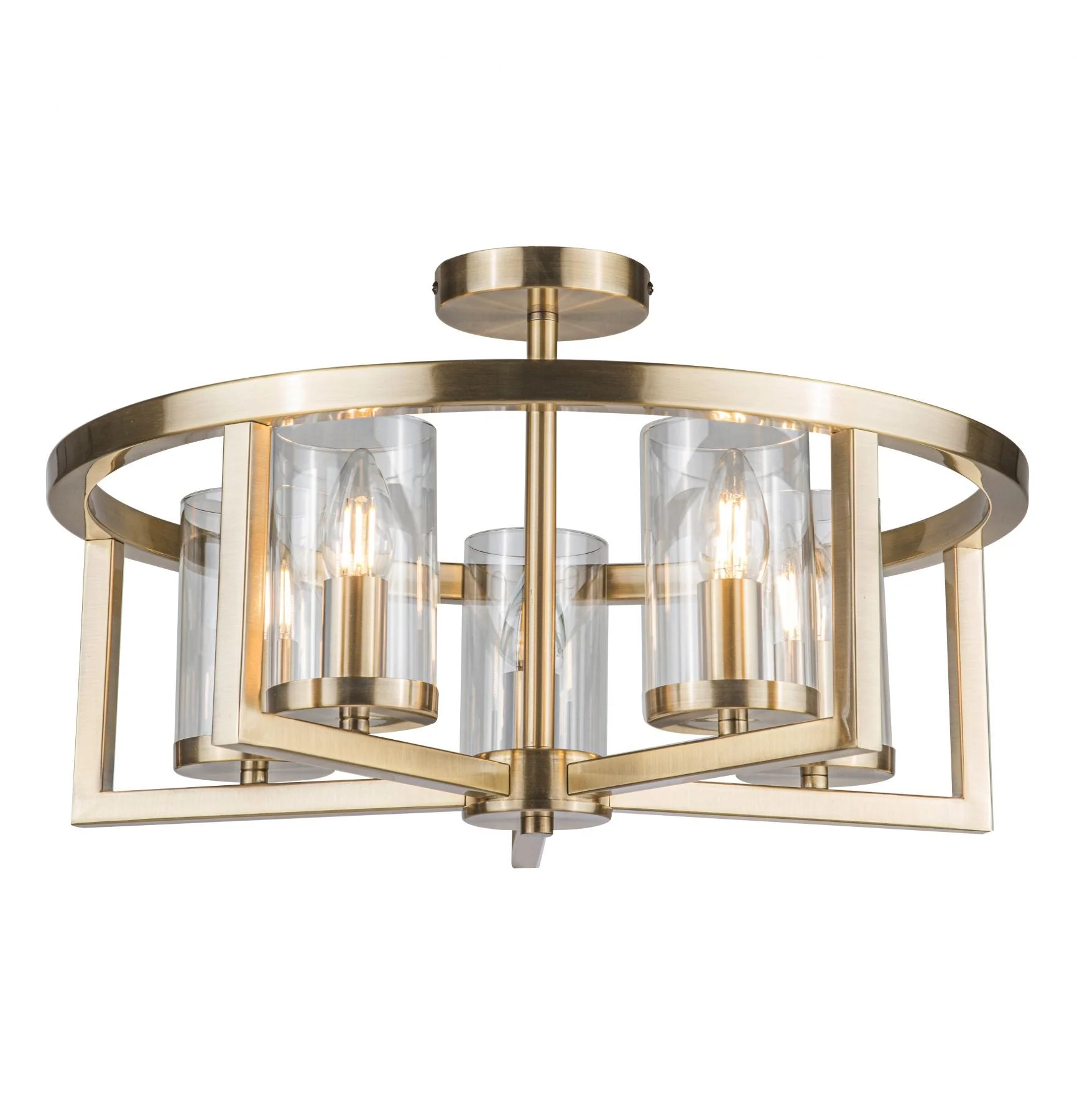 Costello 5 Light Semi Flush - Antique Brass / Satin Chrome - Image 4