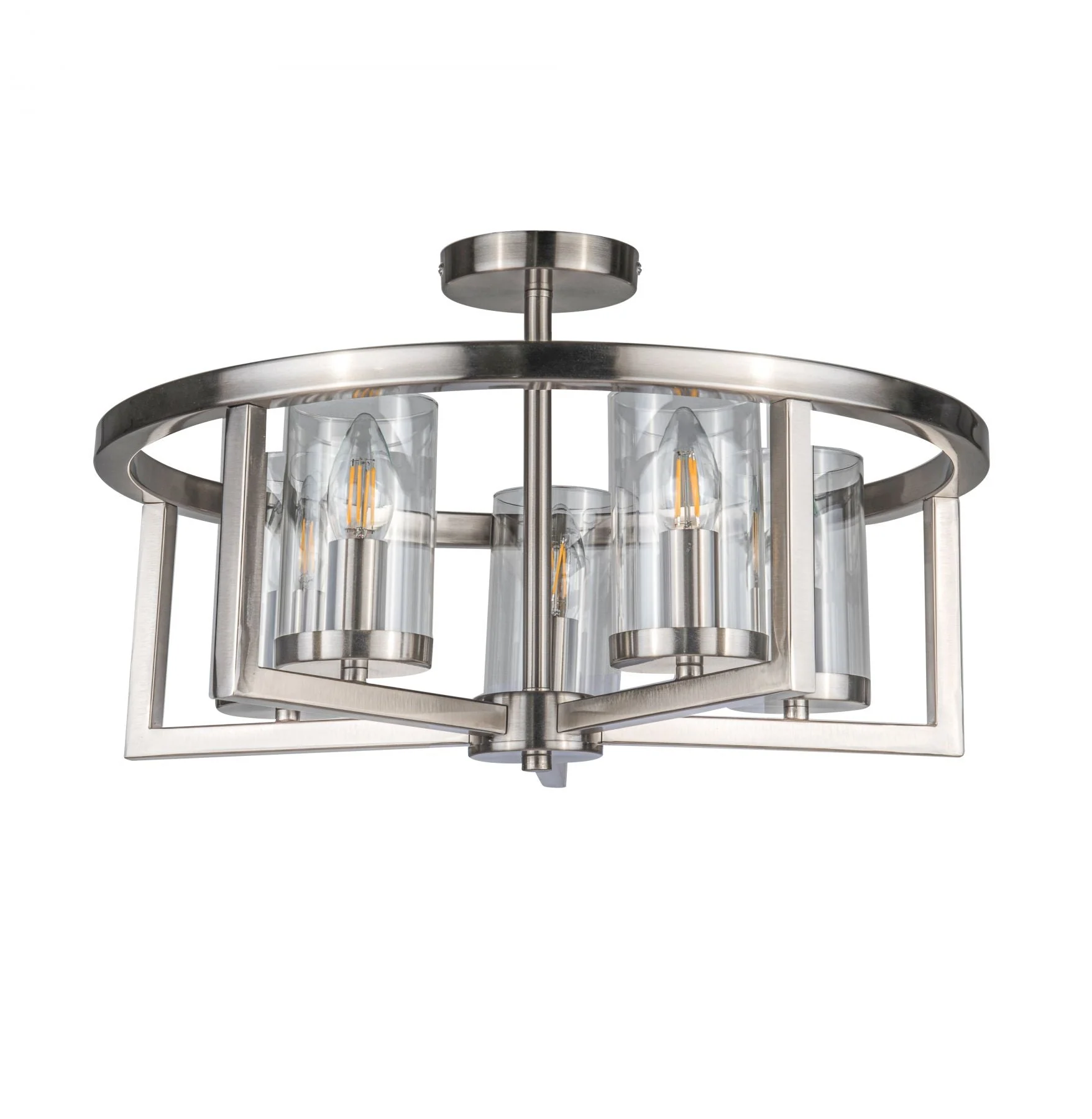 Costello 5 Light Semi Flush - Antique Brass / Satin Chrome - Image 5
