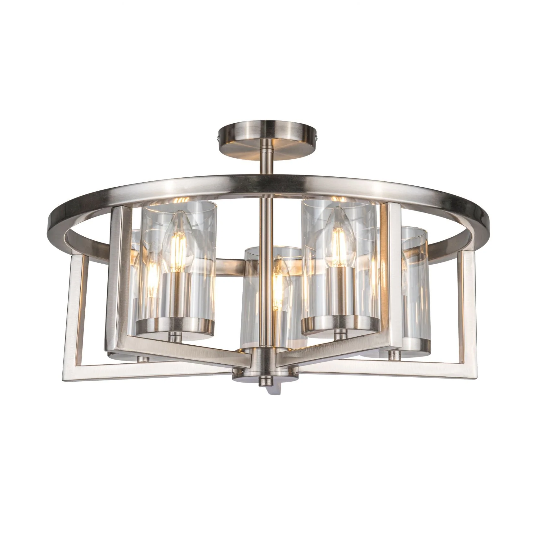 Costello 5 Light Semi Flush - Antique Brass / Satin Chrome - Image 7