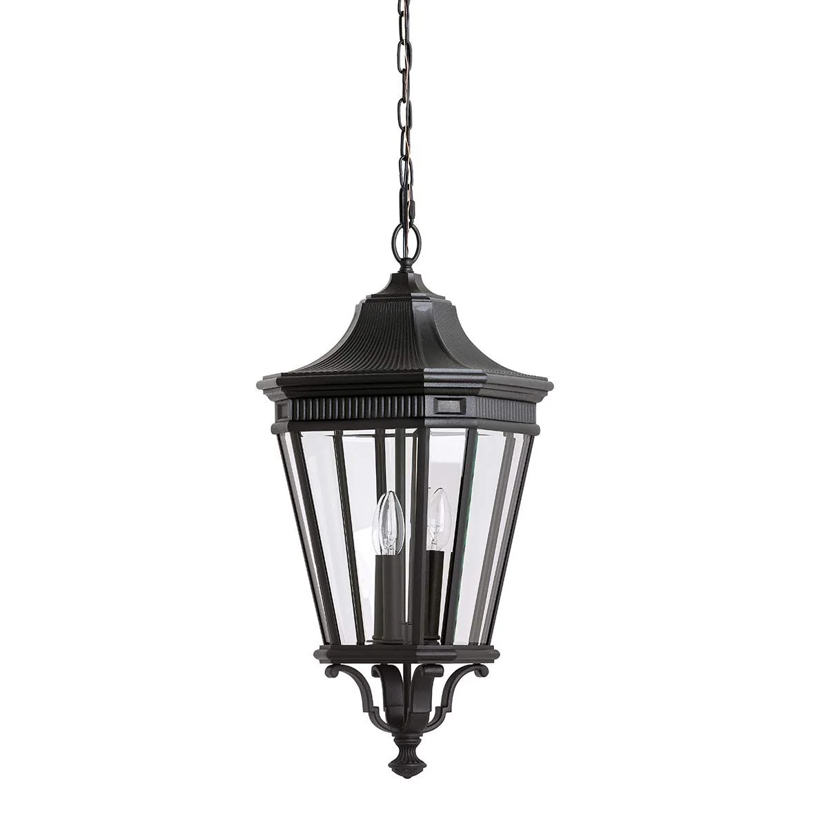 Cotswold Lane 2/3Lt Medium Chain Lantern - Black IP23 E14 - Image 2