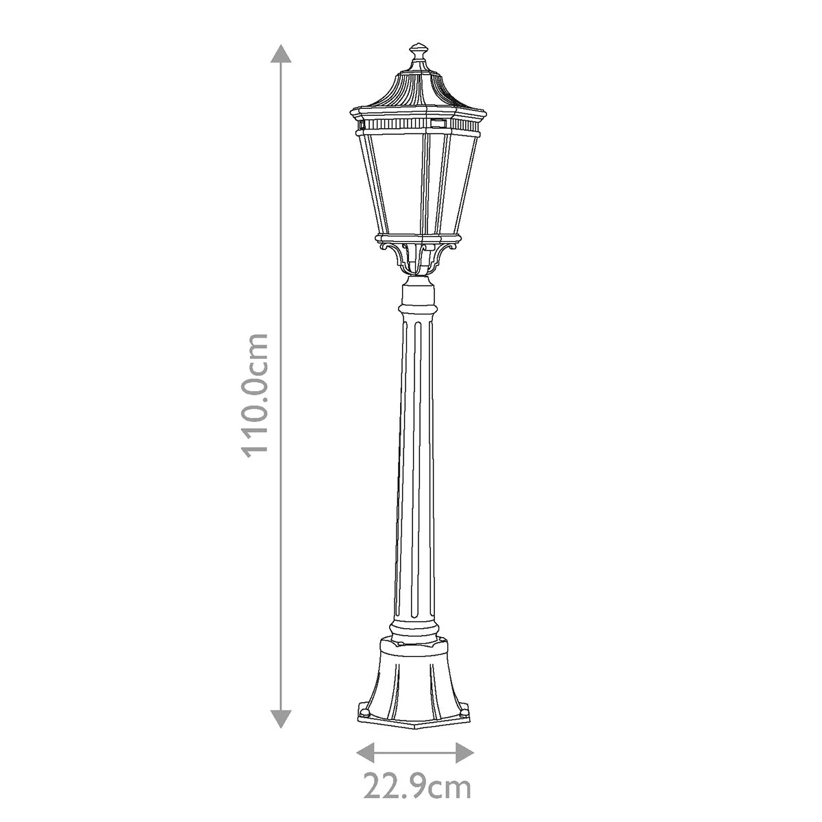 Cotswold Lane 2/3Lt Pillar - Black IP44 E14 - Image 9