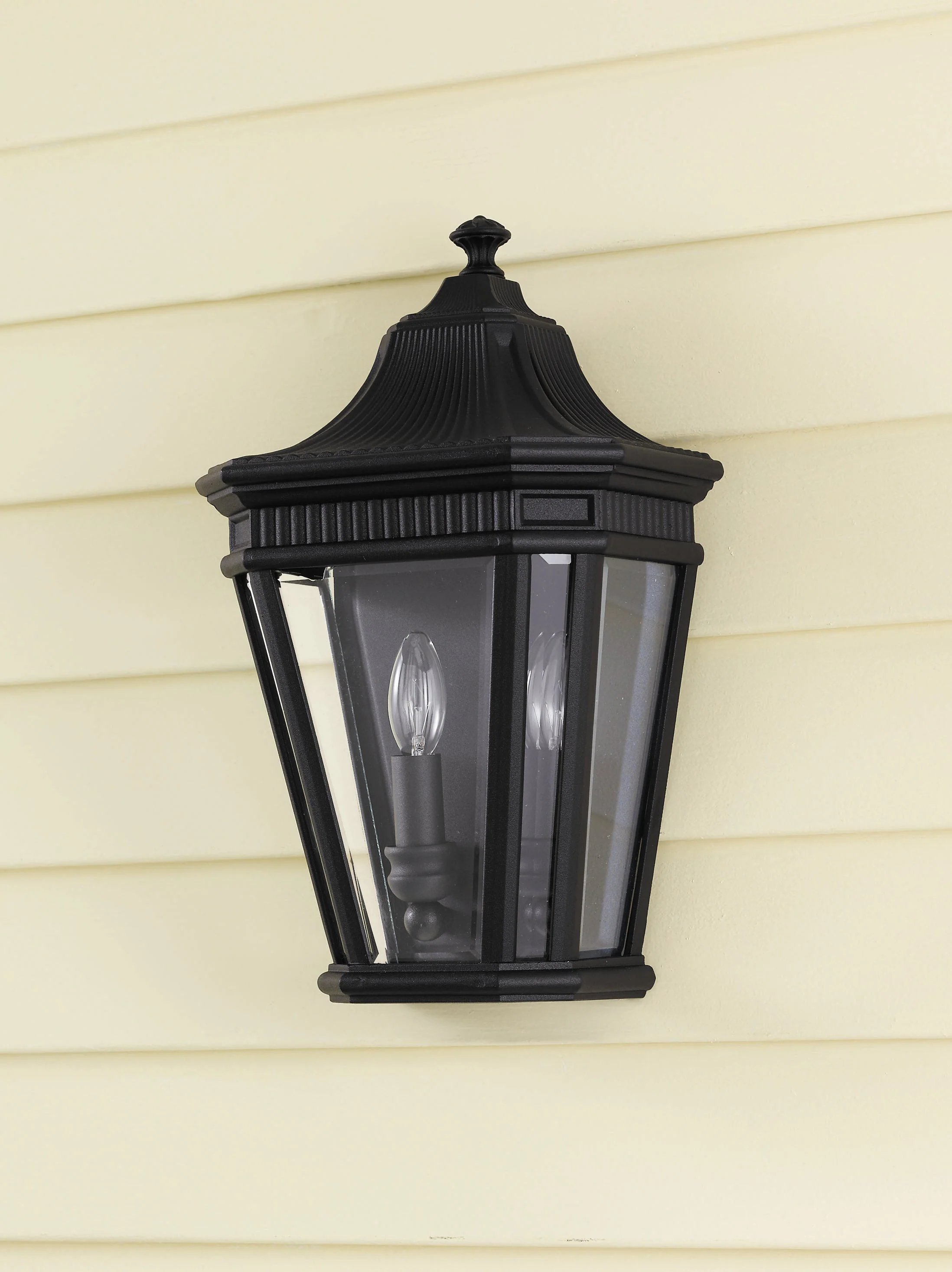 Cotswold Lane 2Lt Half Wall Lantern – Black Finish - Image 2