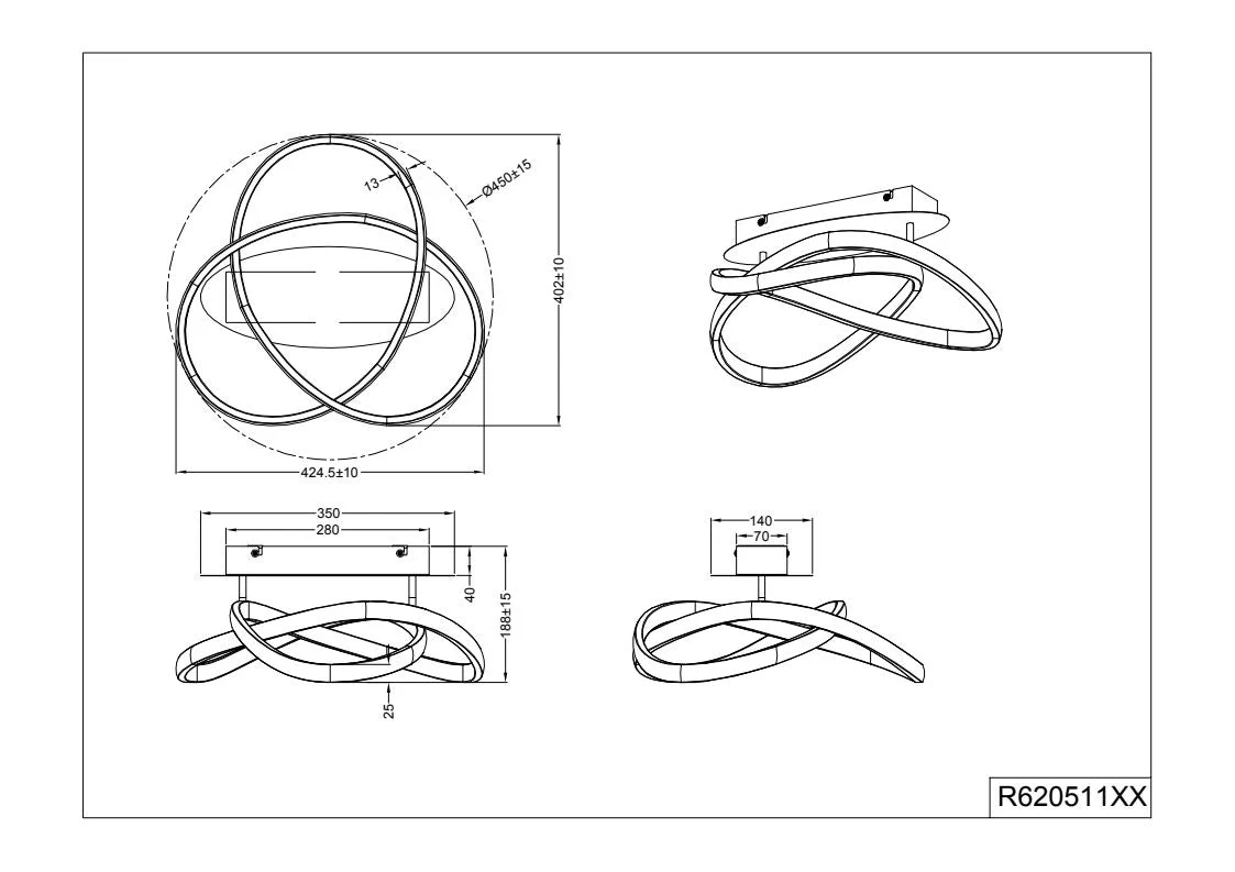 Course LED Flush Light - Black/White - Image 3