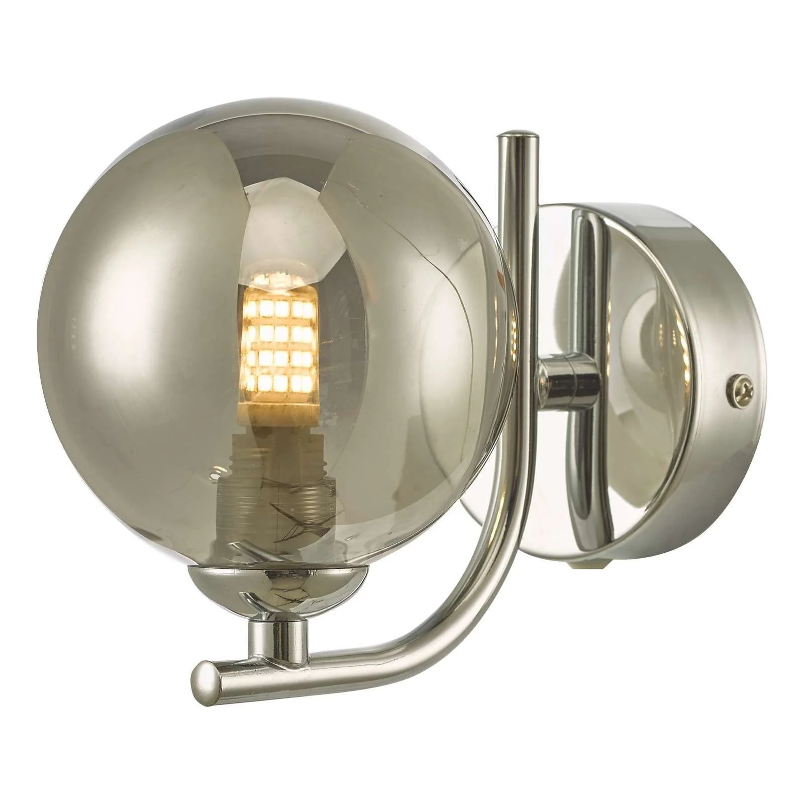 Cradle 1 Light Wall Light Polished Chrome/Matt Black-Finish Opal Glass/Smoked-Glass - Image 2