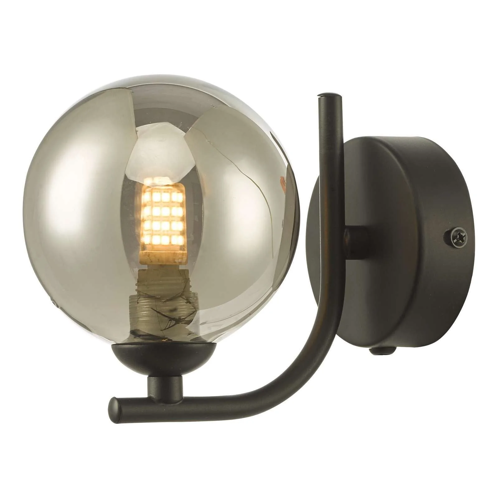 Cradle 1 Light Wall Light Polished Chrome/Matt Black-Finish Opal Glass/Smoked-Glass - Image 4