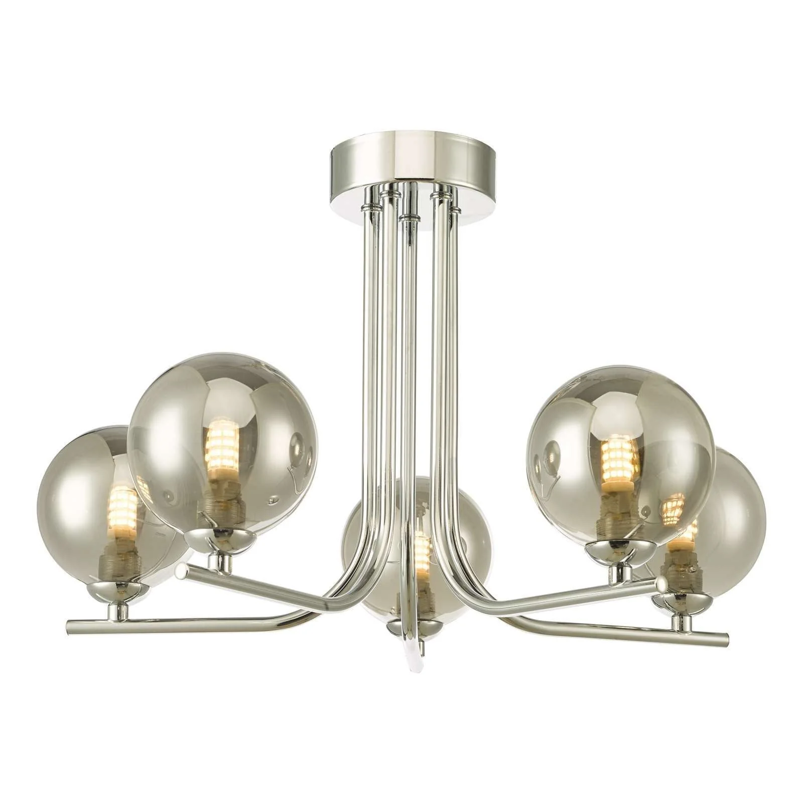 Cradle 5 Light Semi Flush Polished Chrome/Matt Black/Opal Glass/Smoked Glass - Image 2