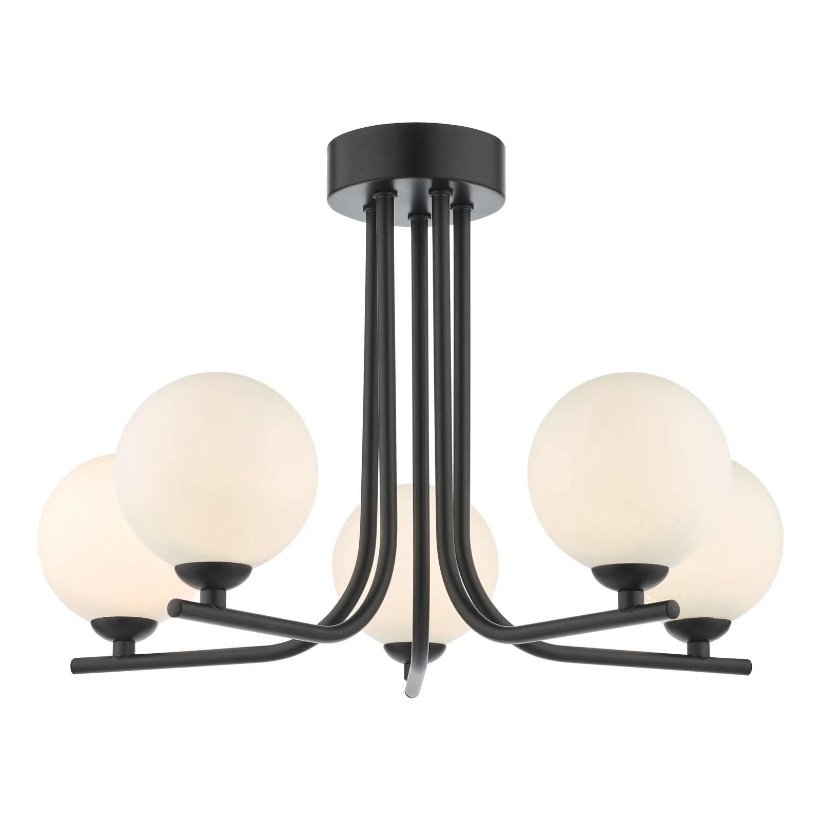 Cradle 5 Light Semi Flush Polished Chrome/Matt Black/Opal Glass/Smoked Glass - Image 3