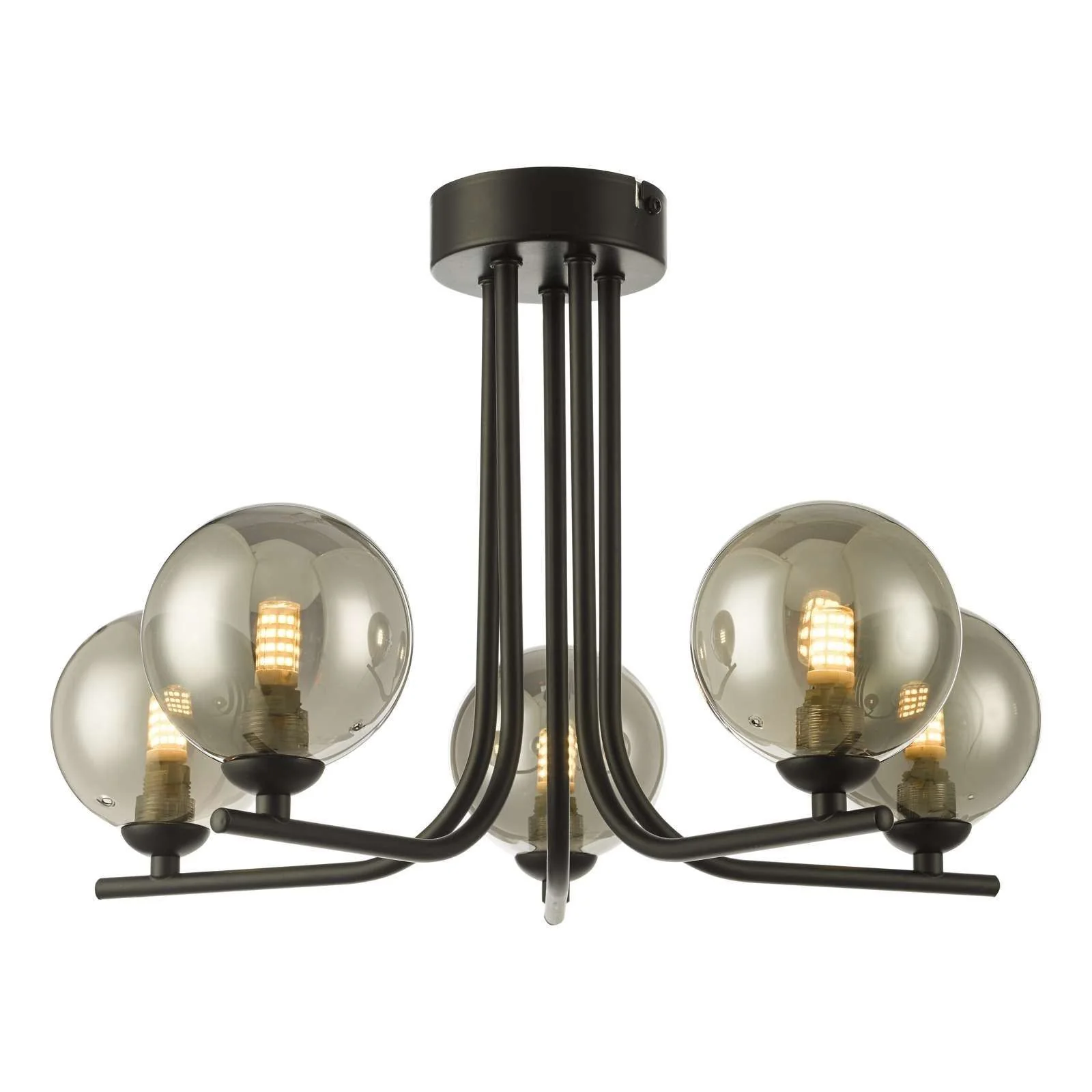Cradle 5 Light Semi Flush Polished Chrome/Matt Black/Opal Glass/Smoked Glass - Image 4