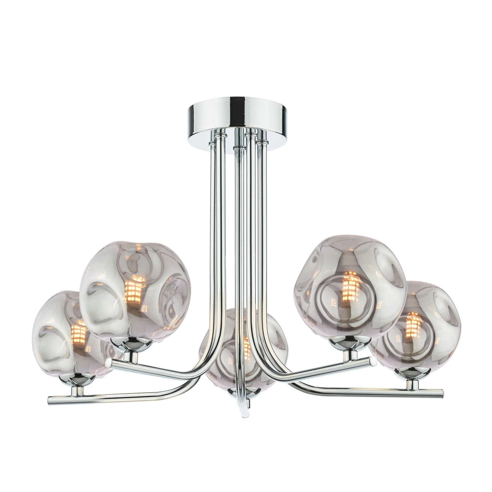 Cradle 5 Light Semi Flush Polished Chrome/Matt Black/Opal Glass/Smoked Glass - Image 5