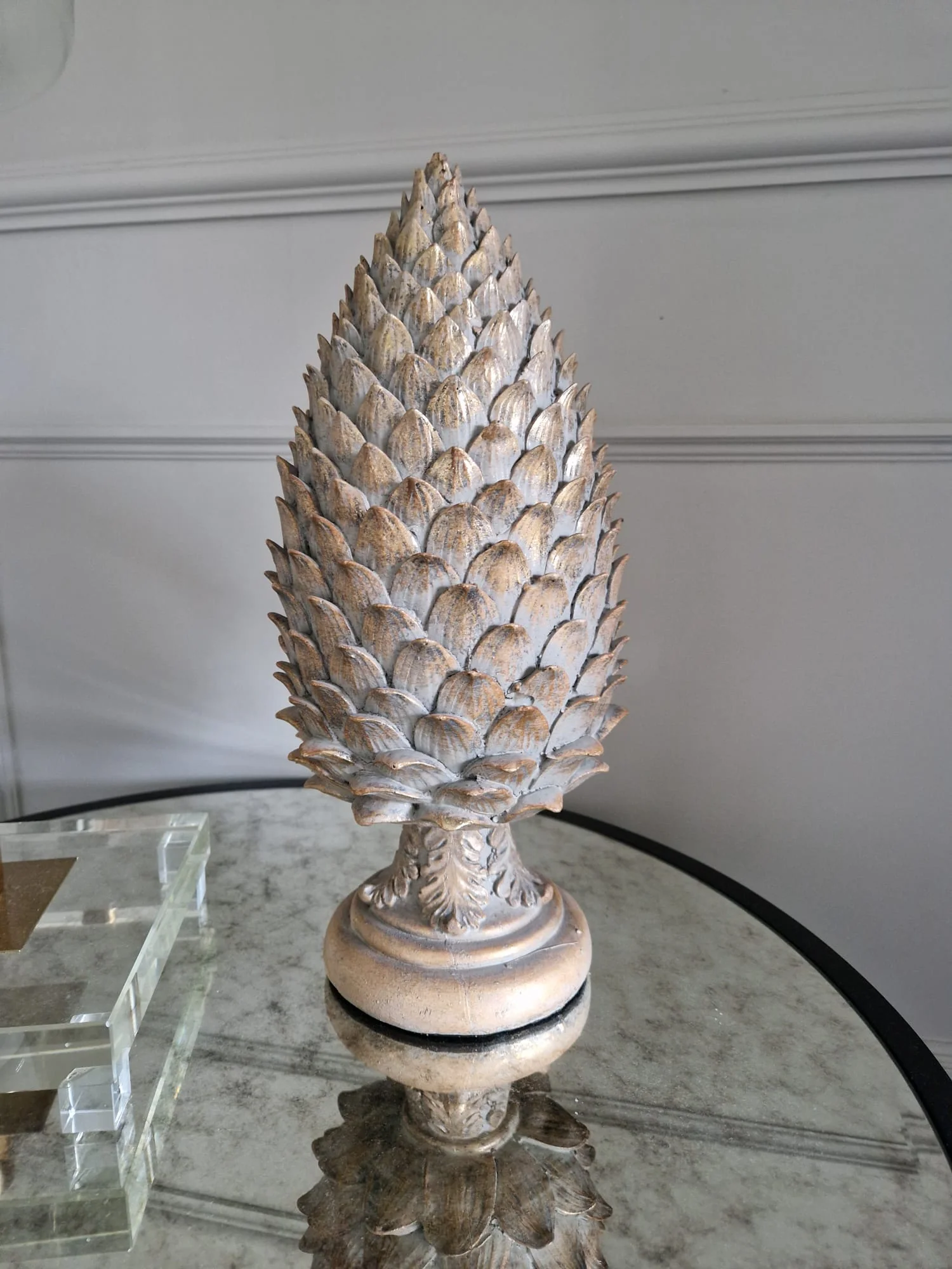 Cream & Gold Pine Cone Ornament - Image 3