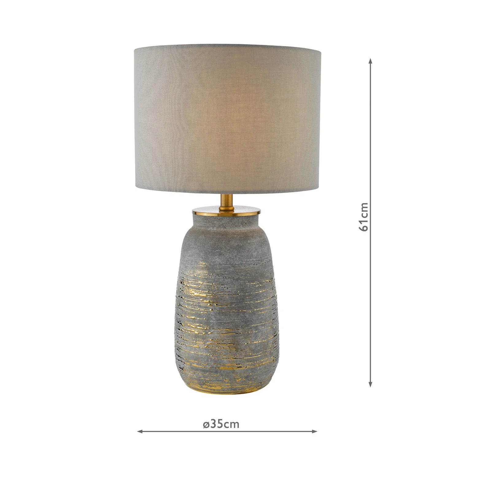 Creon Ceramic Table Lamp Grey and Antique Brass Base Only - Image 2