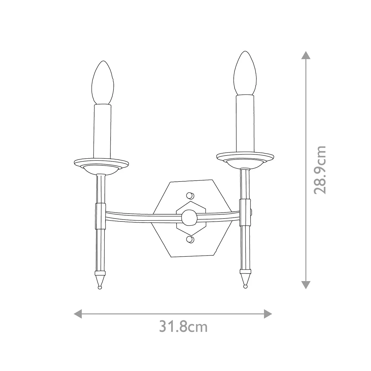 Crown 2 Light Wall Light - Iron Gate IP20 E14 - Image 6