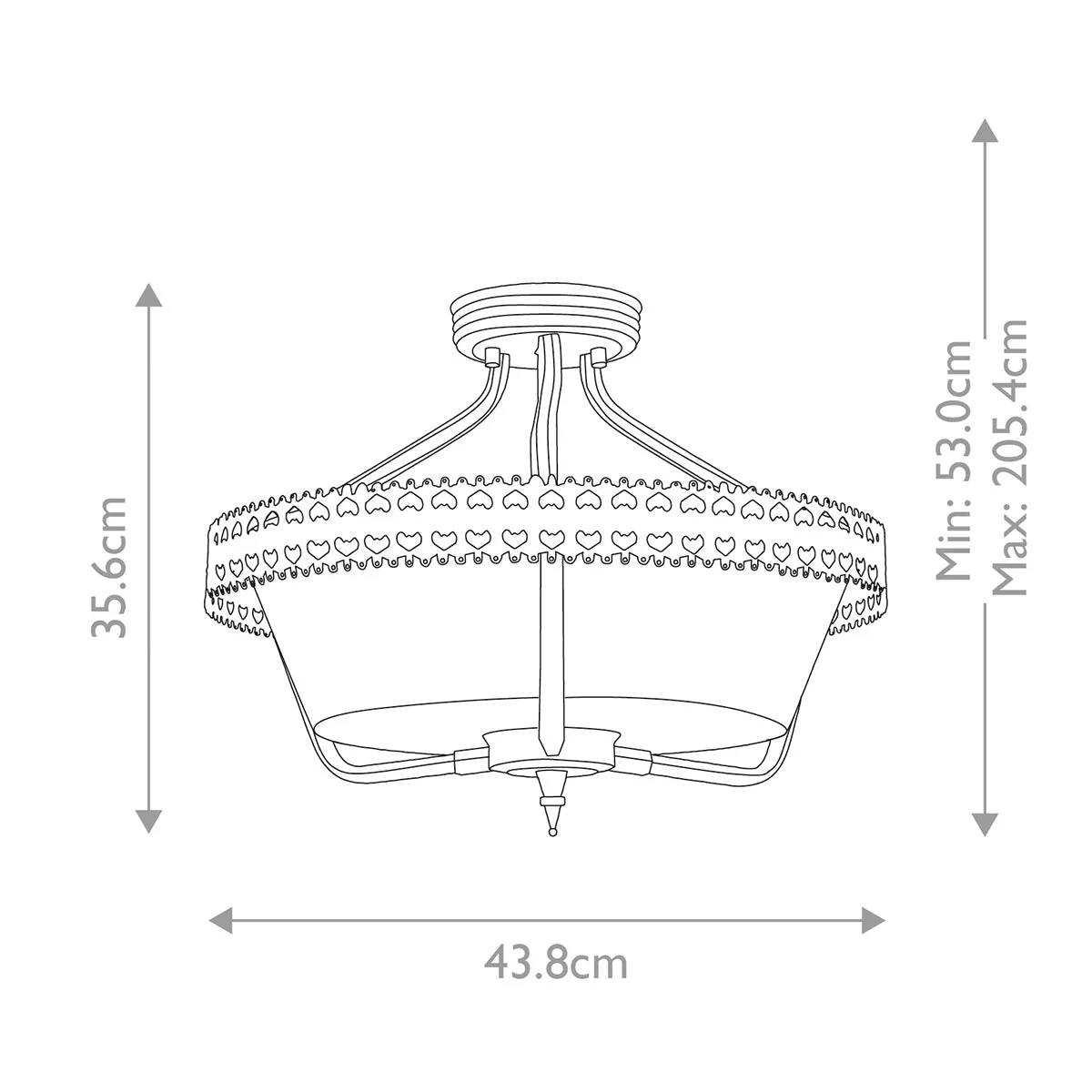 Crown 3 Light Semi-Flush/Pendant - Iron Gate - Image 9