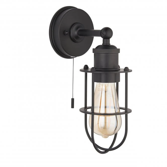 Cruise Caged IP44 Switched Wall Light in Polished Chrome/Matt Black/Antique Brass - Finish - Image 4