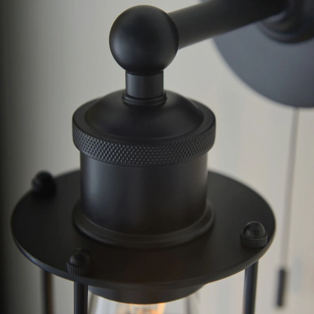 Cruise Caged IP44 Switched Wall Light in Polished Chrome/Matt Black/Antique Brass - Finish - Image 6