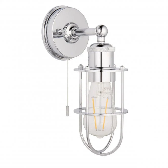 Cruise Caged IP44 Switched Wall Light in Polished Chrome/Matt Black/Antique Brass - Finish - Image 7