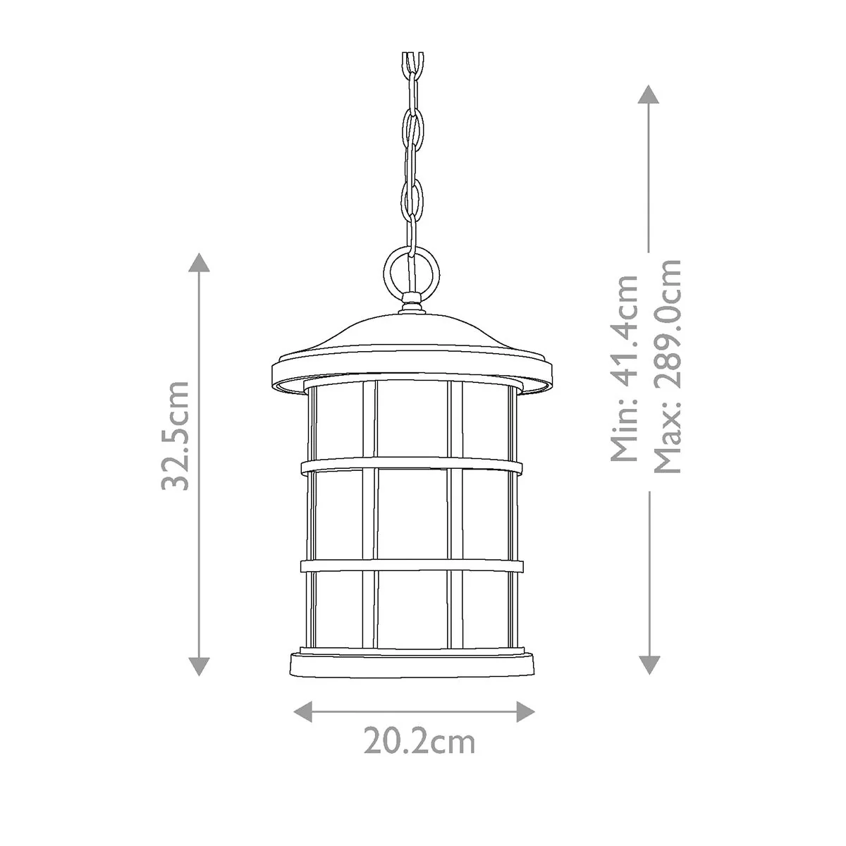 Crusade 1 Light Chain Lantern - Earth Black IP44 E27 - Image 5