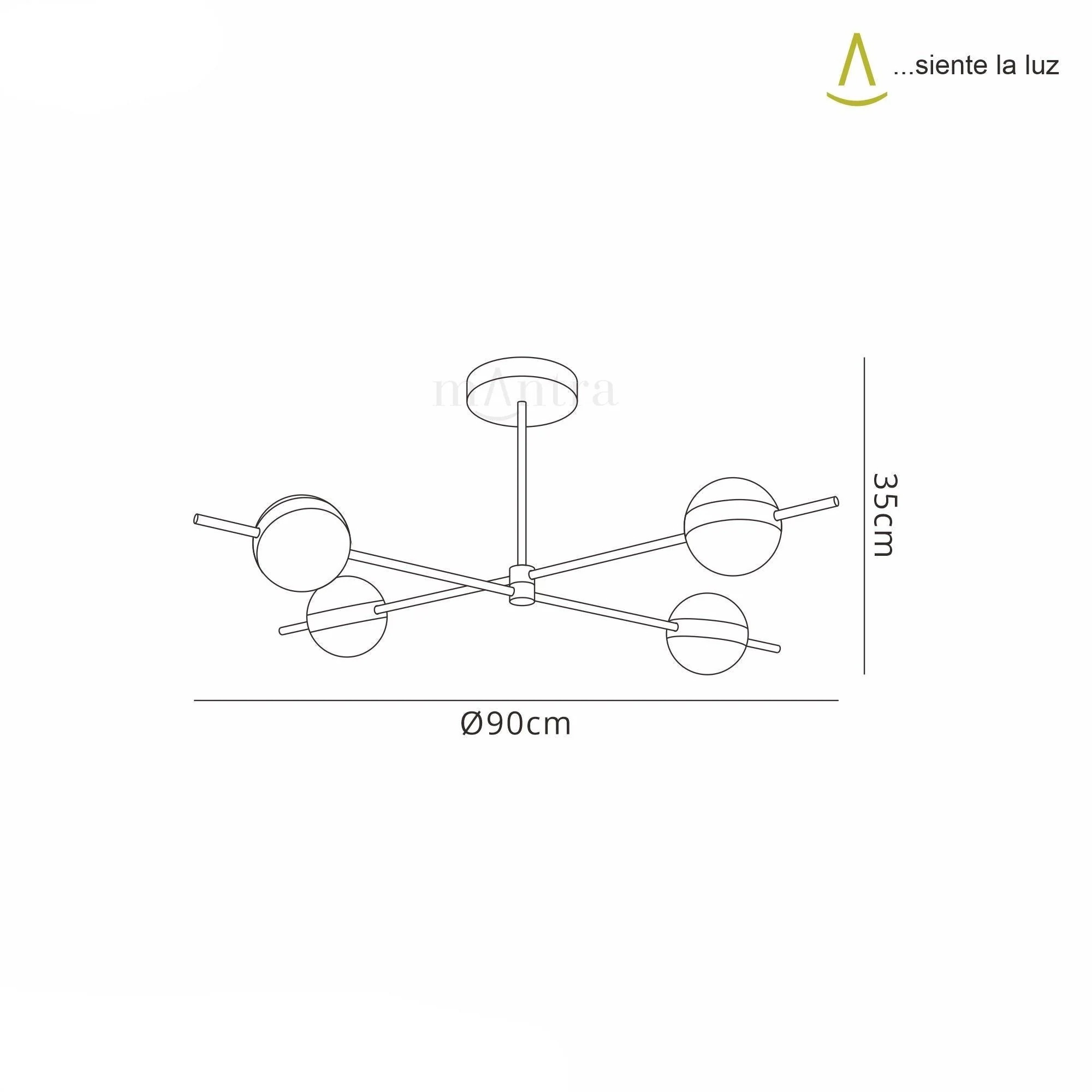 Cuba Semi-Flush Ceiling 4 Light, 32W LED - Image 3
