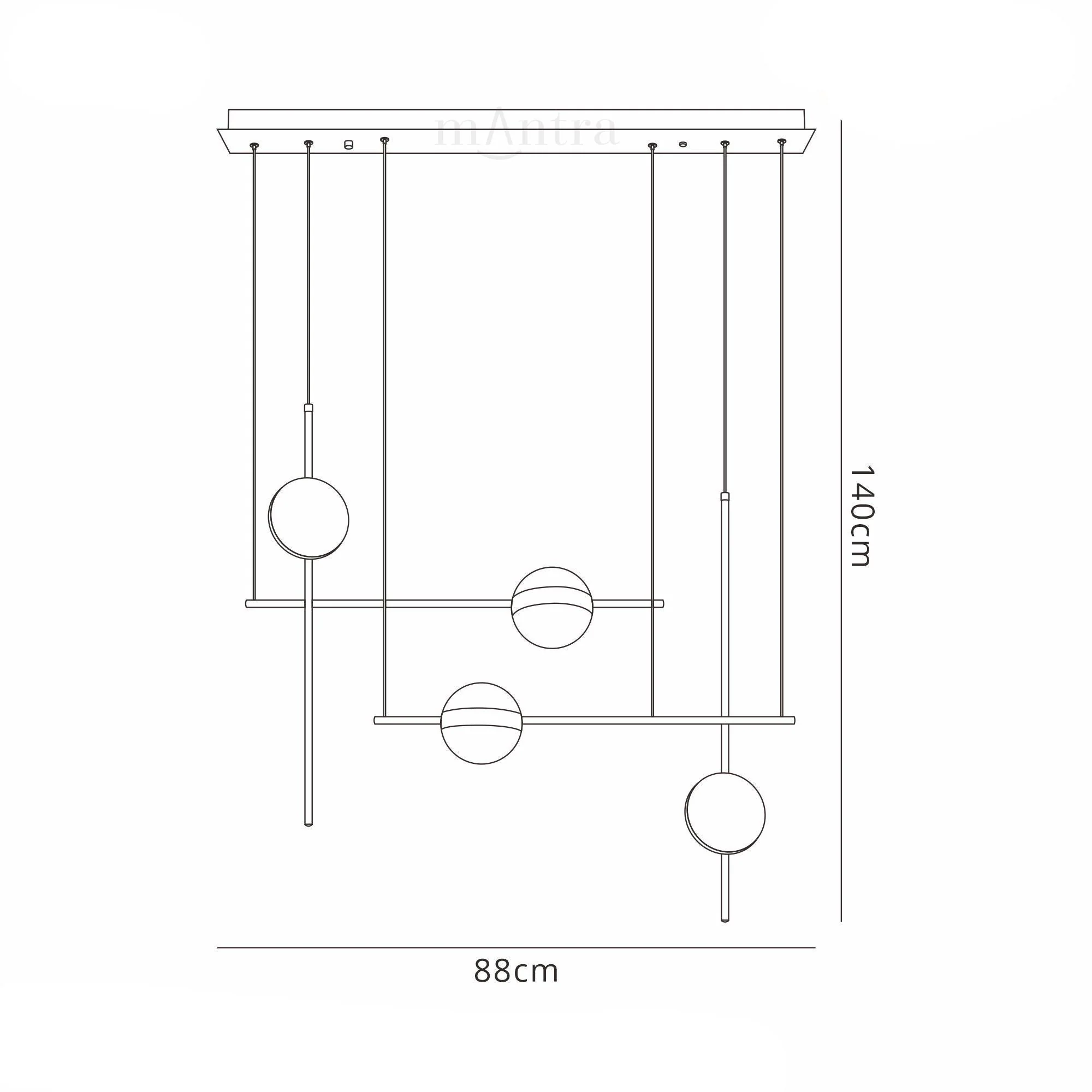 Cuba Criss Cross Kitchen Table/Island Light, 32W LED - Image 4