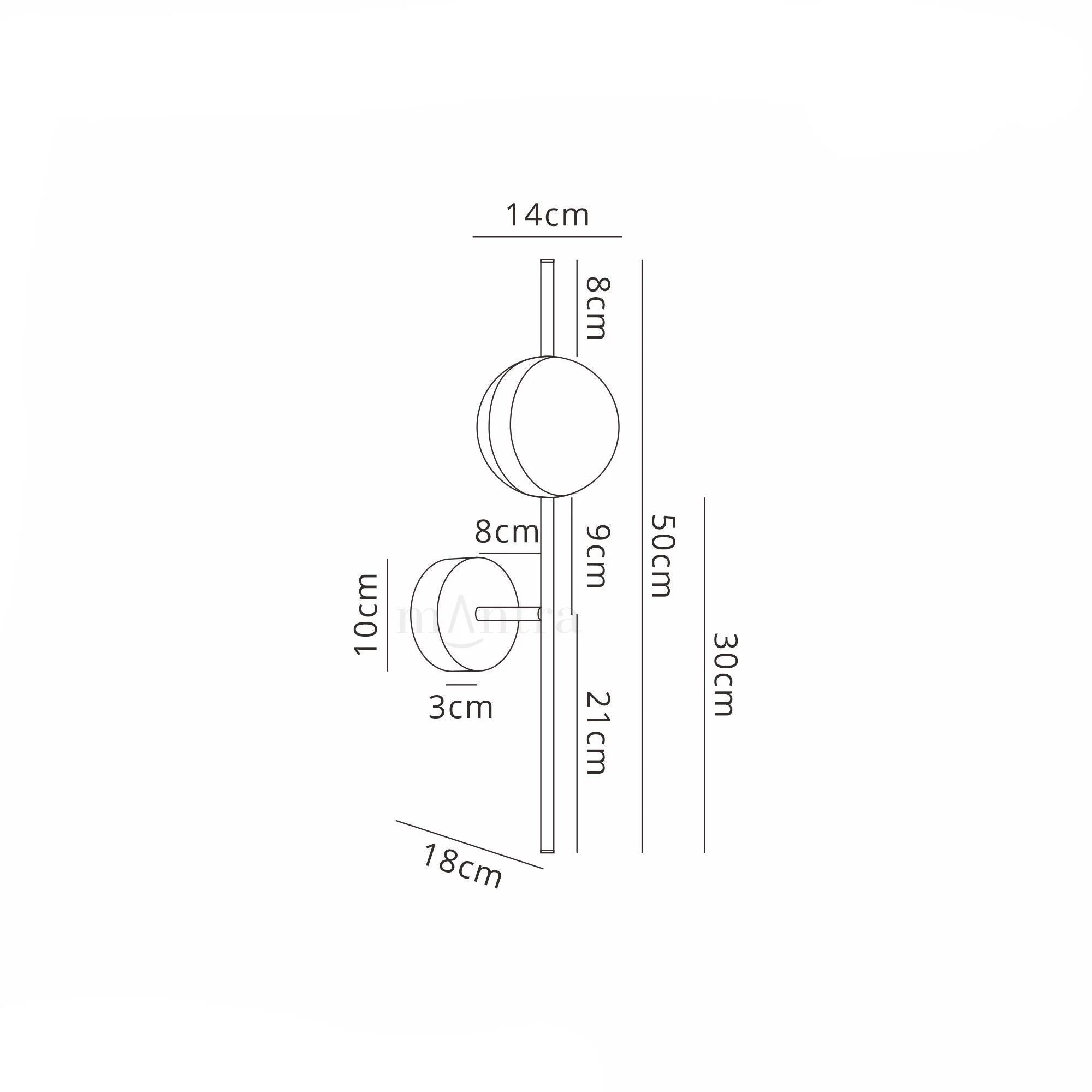 Cuba Wall Lamp, 8W LED, 3000K, 600lm, Gold/Black - Image 3