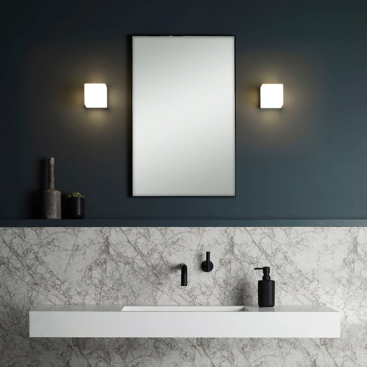 Cube Bathroom Wall Light IP44 - Polished Chrome Finish - Image 2