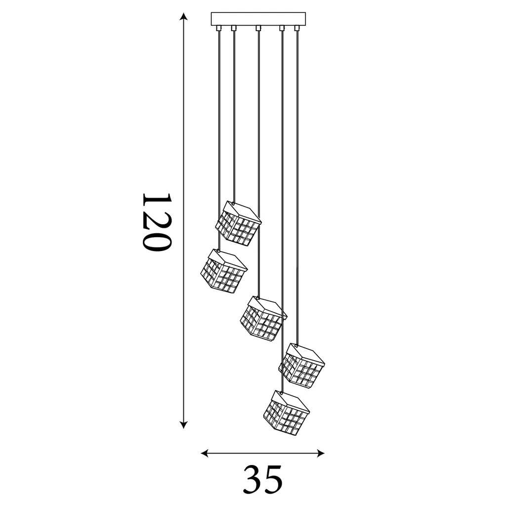 Cuboid 5Lt/20lt LED Multi Drop Pendant- Satin Brass - Image 7