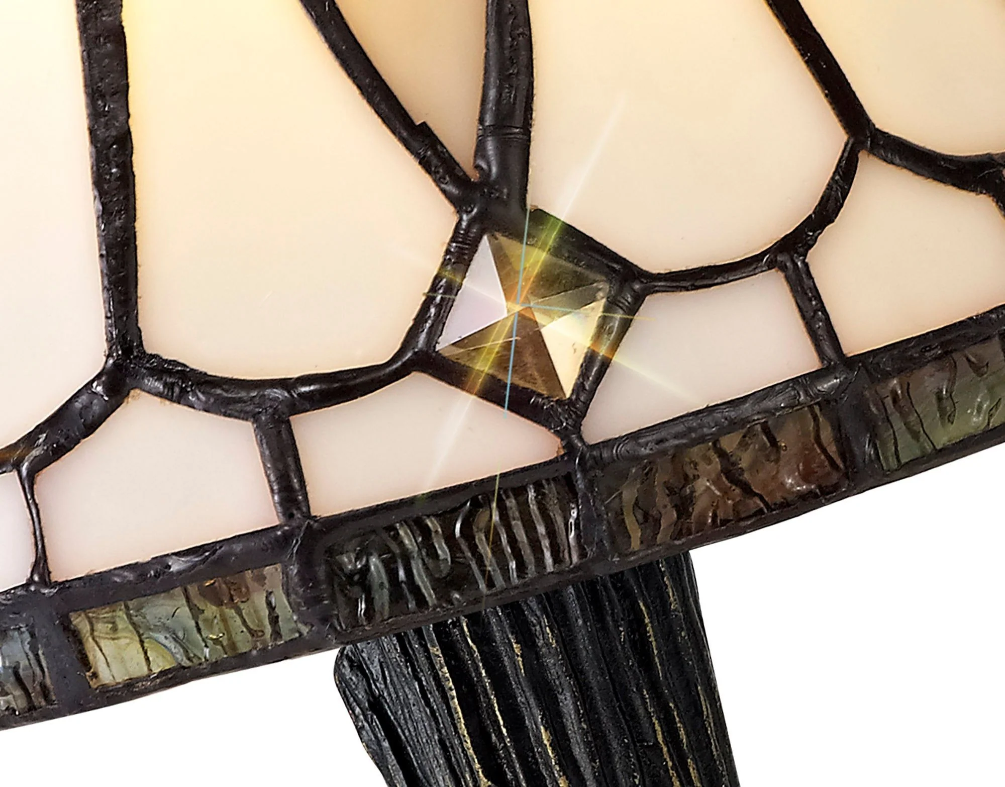 Cupid Tiffany Table Lamp, 1 x E14, White/Grey/Clear Crystal Shade - Image 4