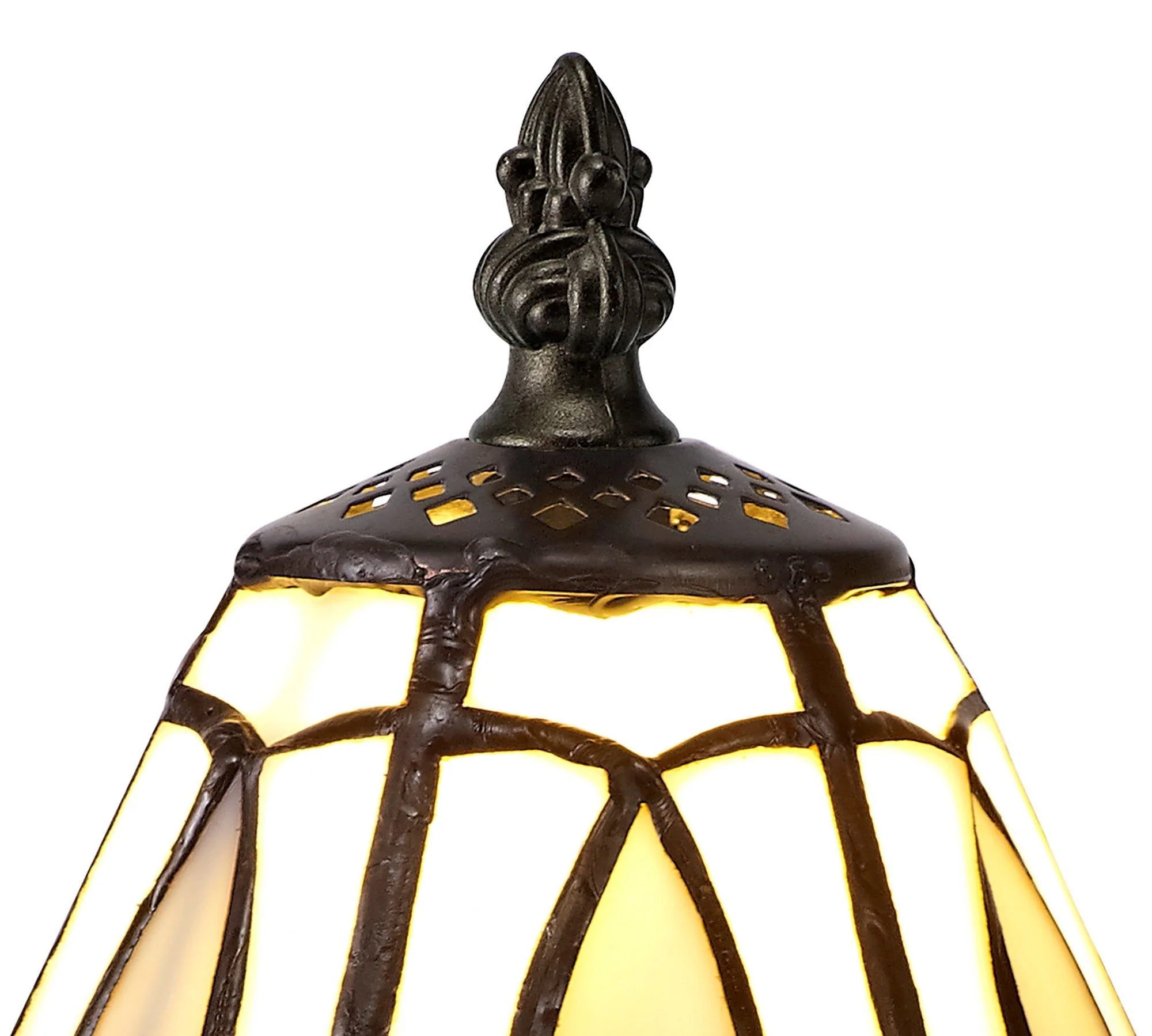 Cupid Tiffany Table Lamp, 1 x E14, White/Grey/Clear Crystal Shade - Image 6