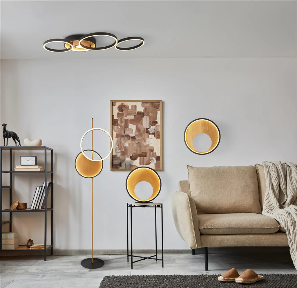 Curio Black Wood & Metal Floor Lamp Integrated LED - Image 3
