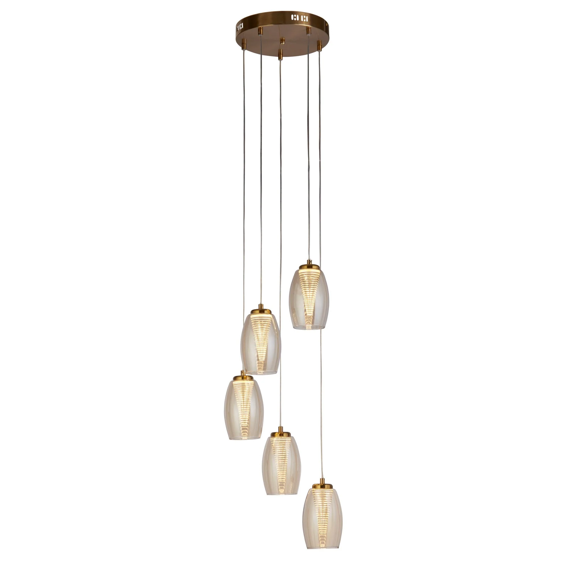 Cyclone 5/12lt Dimmable, Adjustable Pendant - Bronze/Chrome Metal & Champagne/Smoked/clear Glass - Image 2