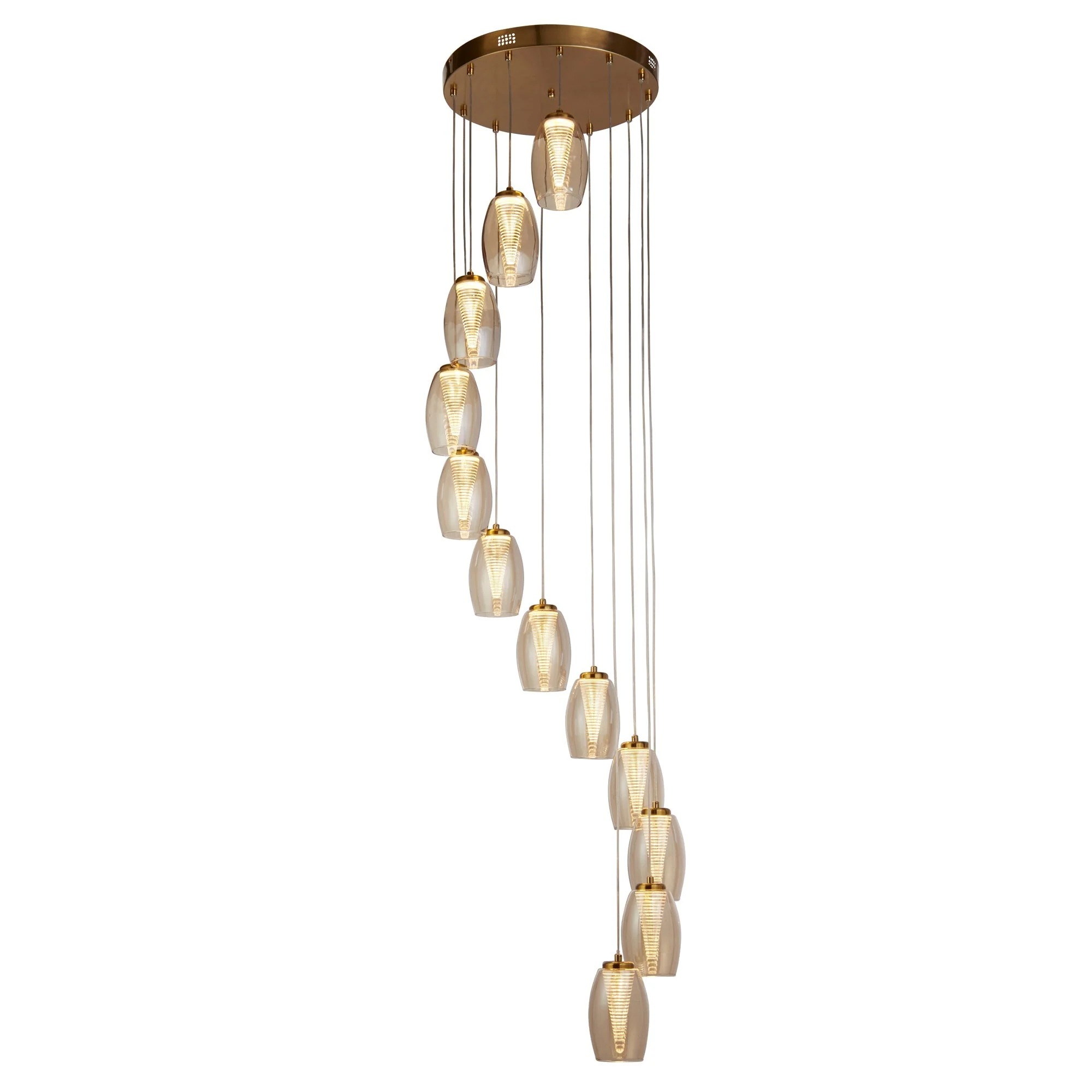 Cyclone 5/12lt Dimmable, Adjustable Pendant - Bronze/Chrome Metal & Champagne/Smoked/clear Glass - Image 3