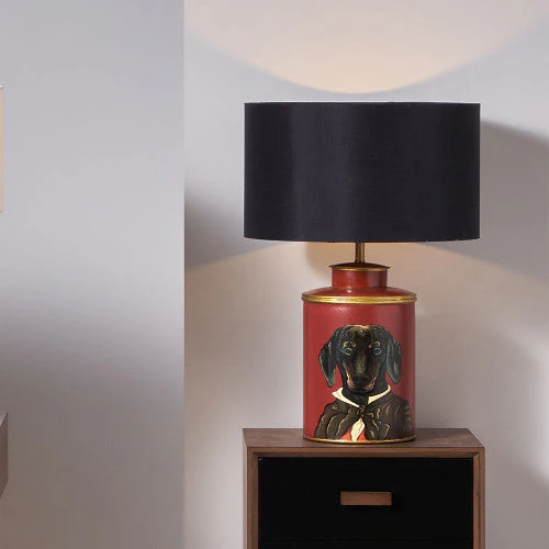 Dachshund Red Hand Painted Metal Table Lamp  - Base Only - Image 2