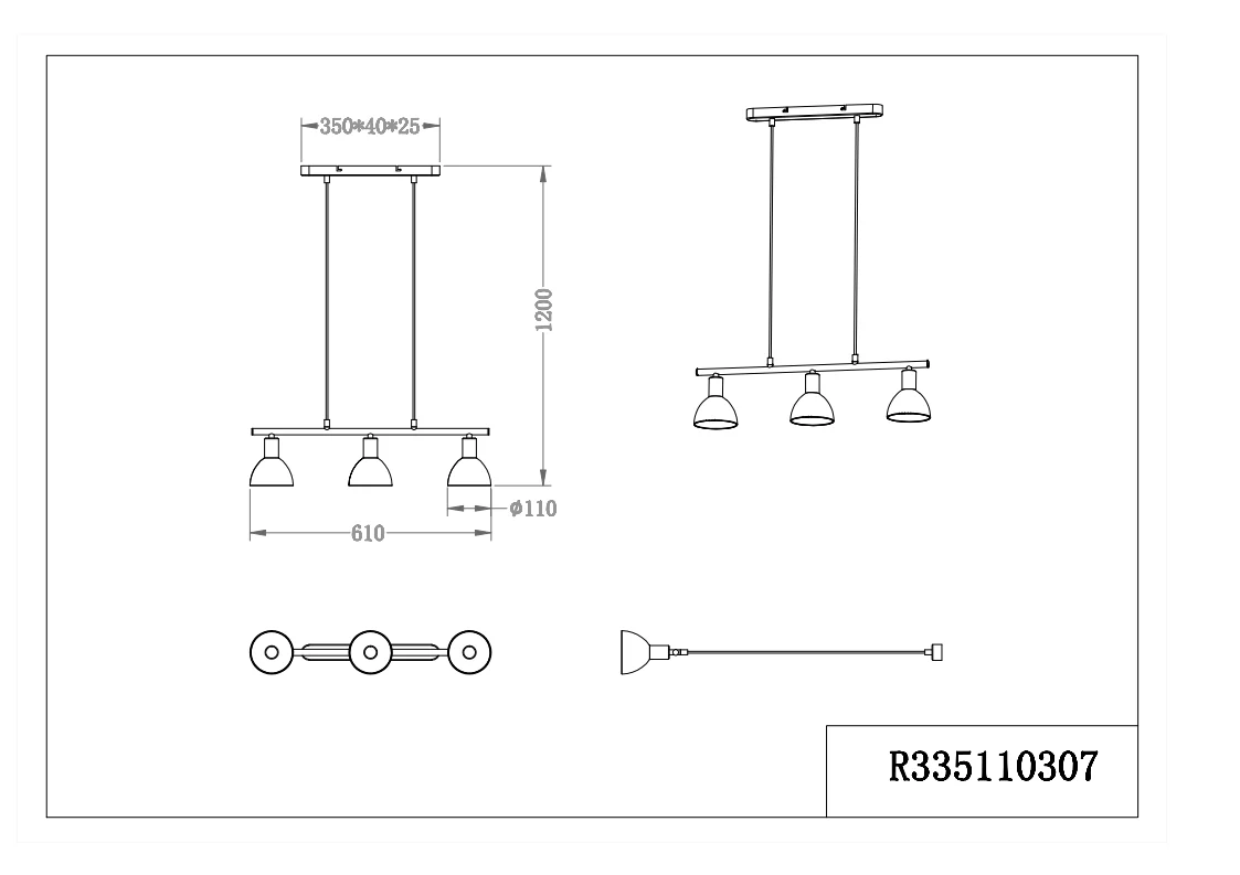 Dallas 3Lt Linear Pendant - Image 2