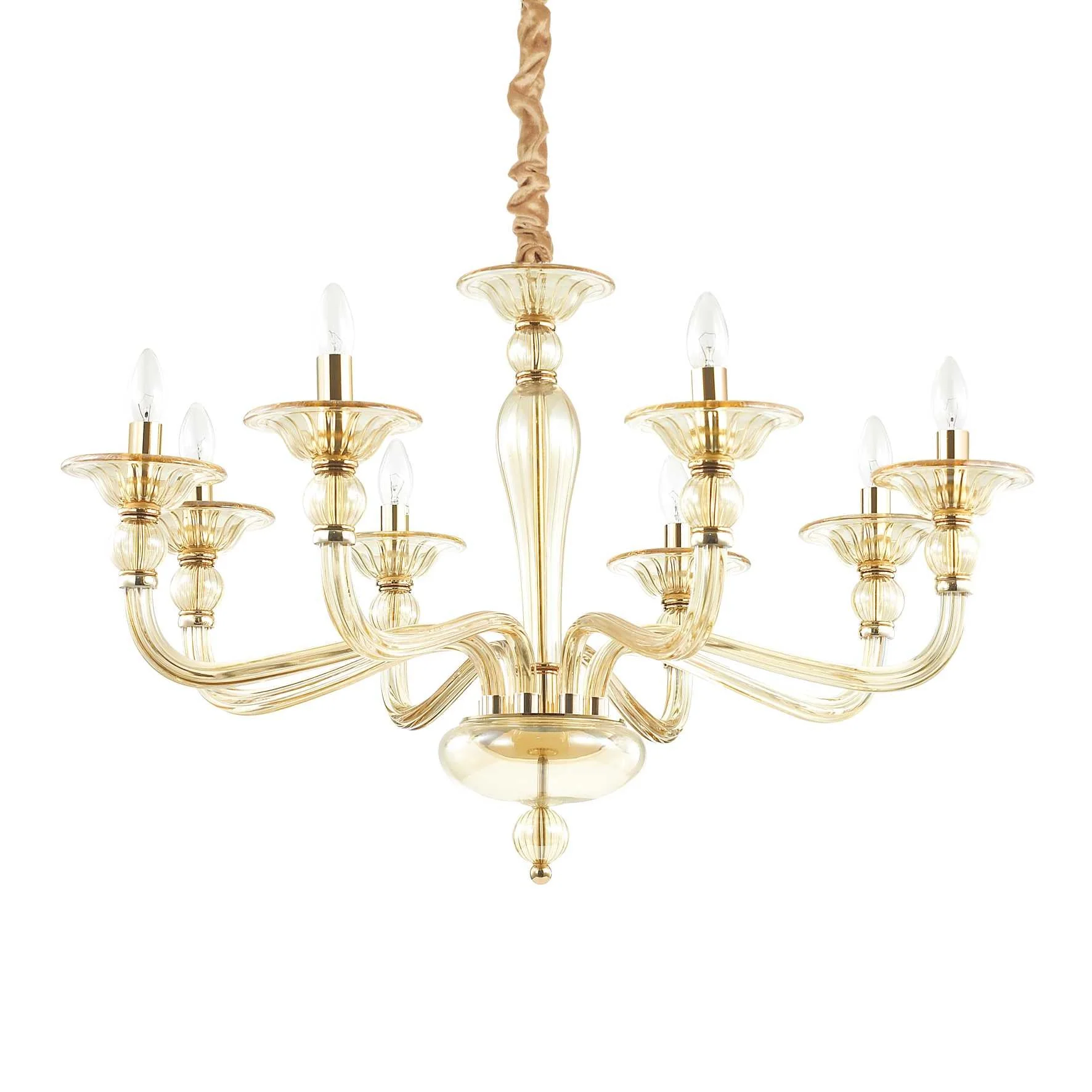 Danieli Centre Ceiling Light 6/8Lt-  Gold/Amber Finish - Image 2
