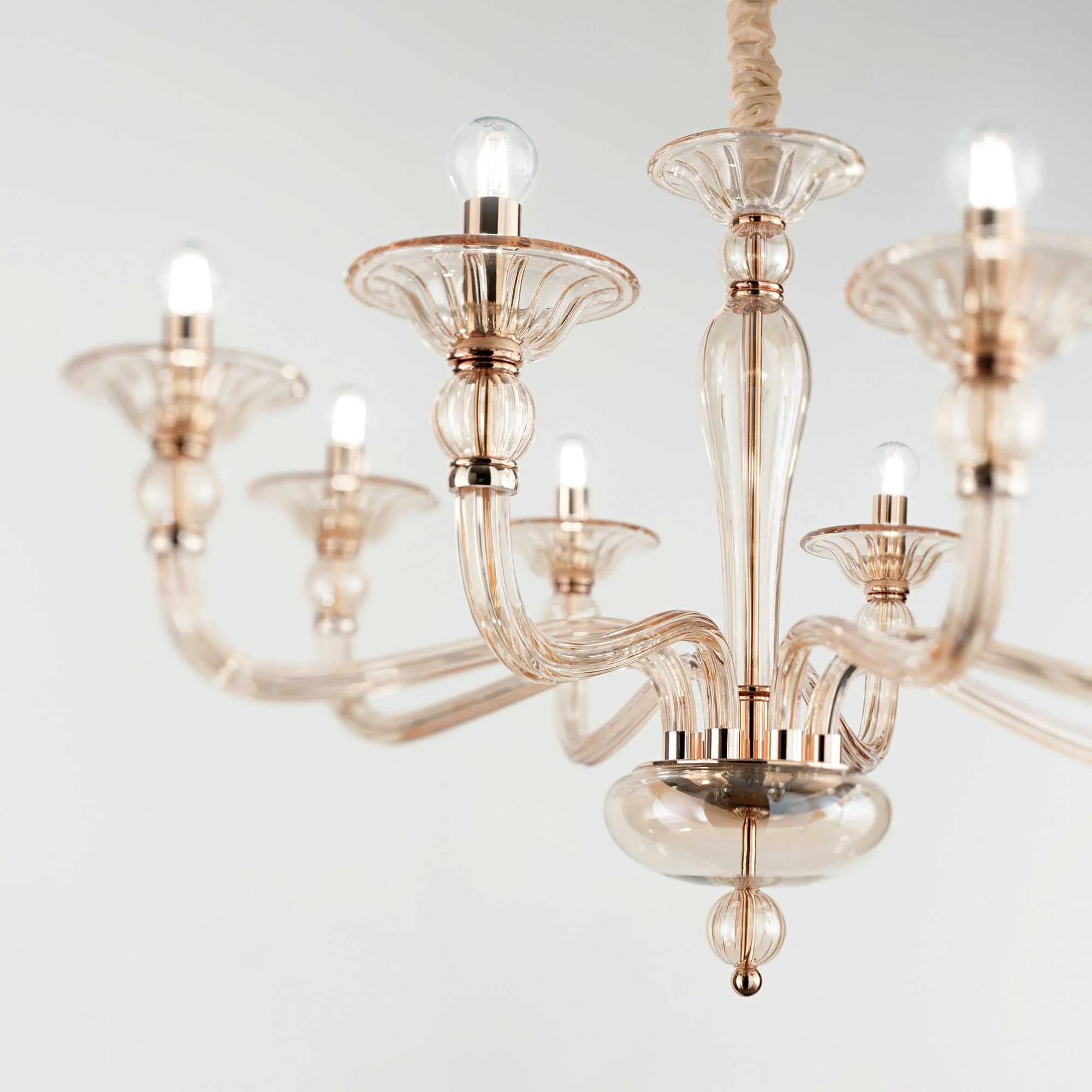 Danieli Centre Ceiling Light 6/8Lt-  Gold/Amber Finish - Image 4