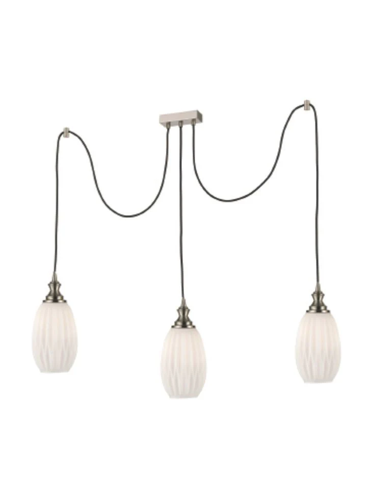 Dante 3Lt Medium/Large Cluster Ceiling Light - Matt White/Amber/smoked Finish - Image 2