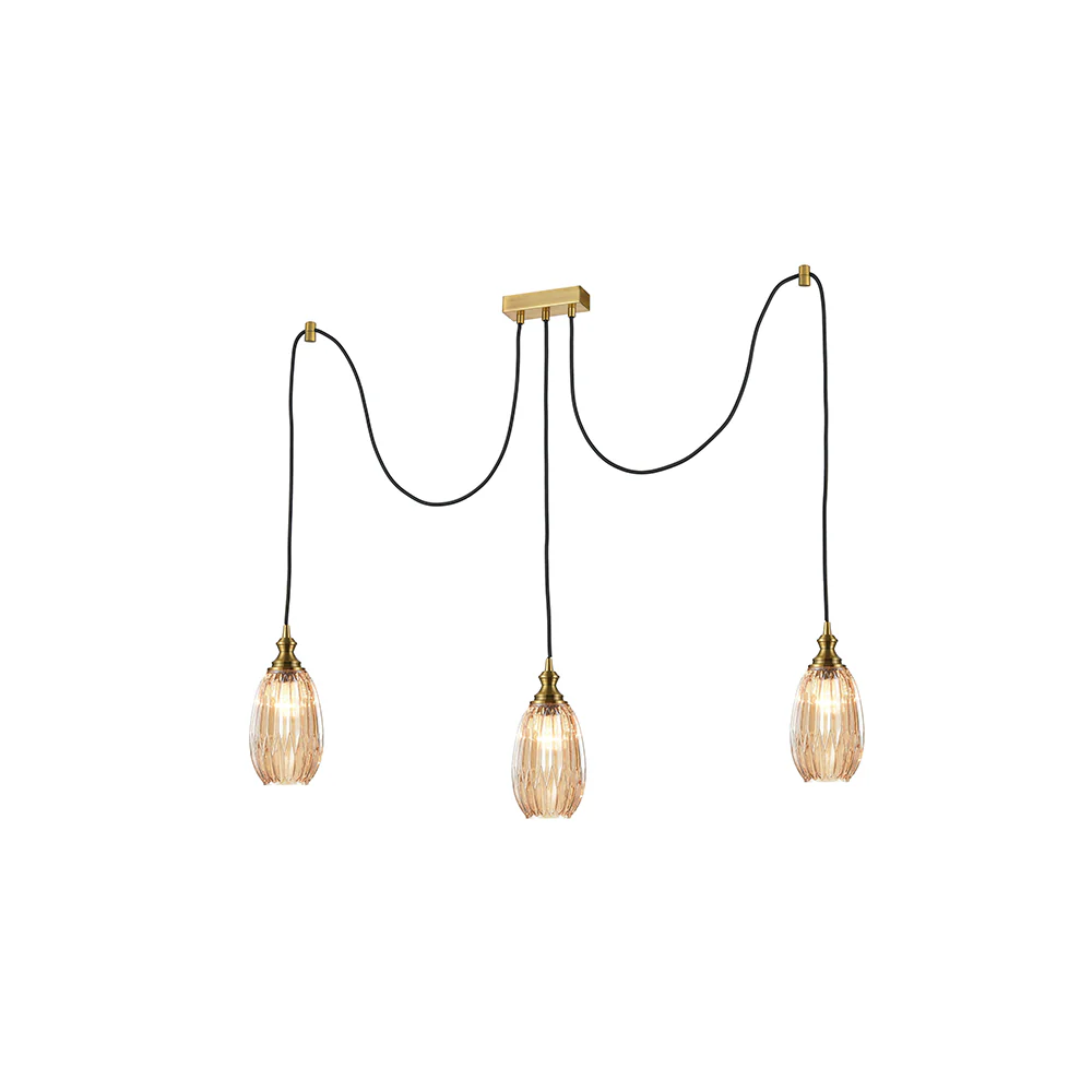 Dante 3Lt Medium/Large Cluster Ceiling Light - Matt White/Amber/smoked Finish - Image 3