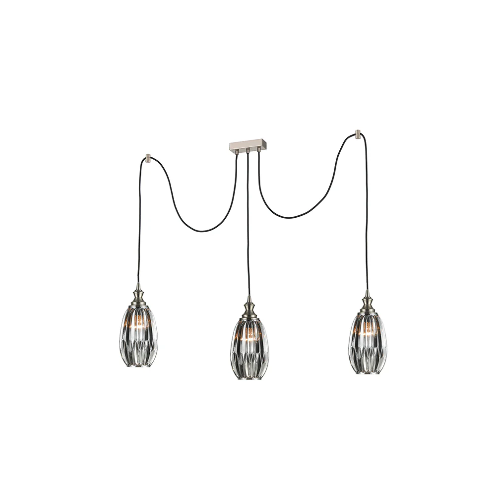 Dante 3Lt Medium/Large Cluster Ceiling Light - Matt White/Amber/smoked Finish - Image 4