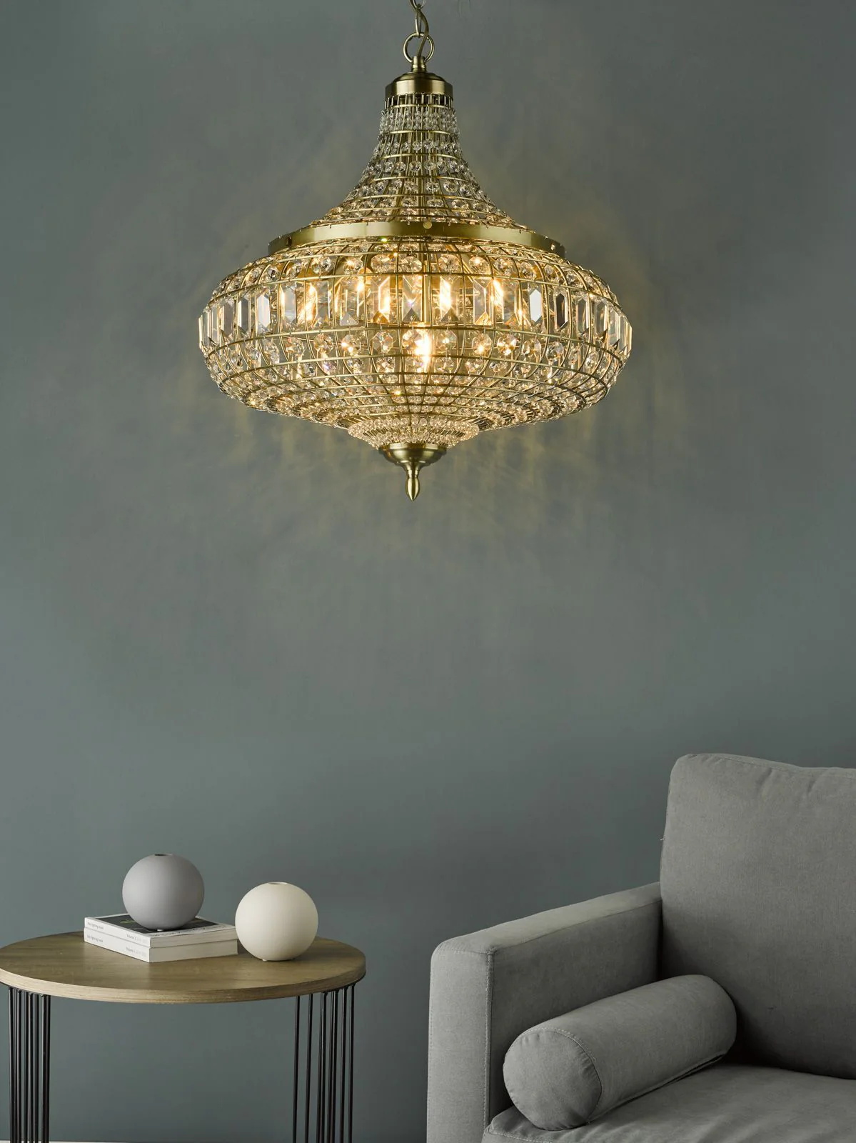 Asmara 6 Light Pendant Antique Brass Crystal - Image 2