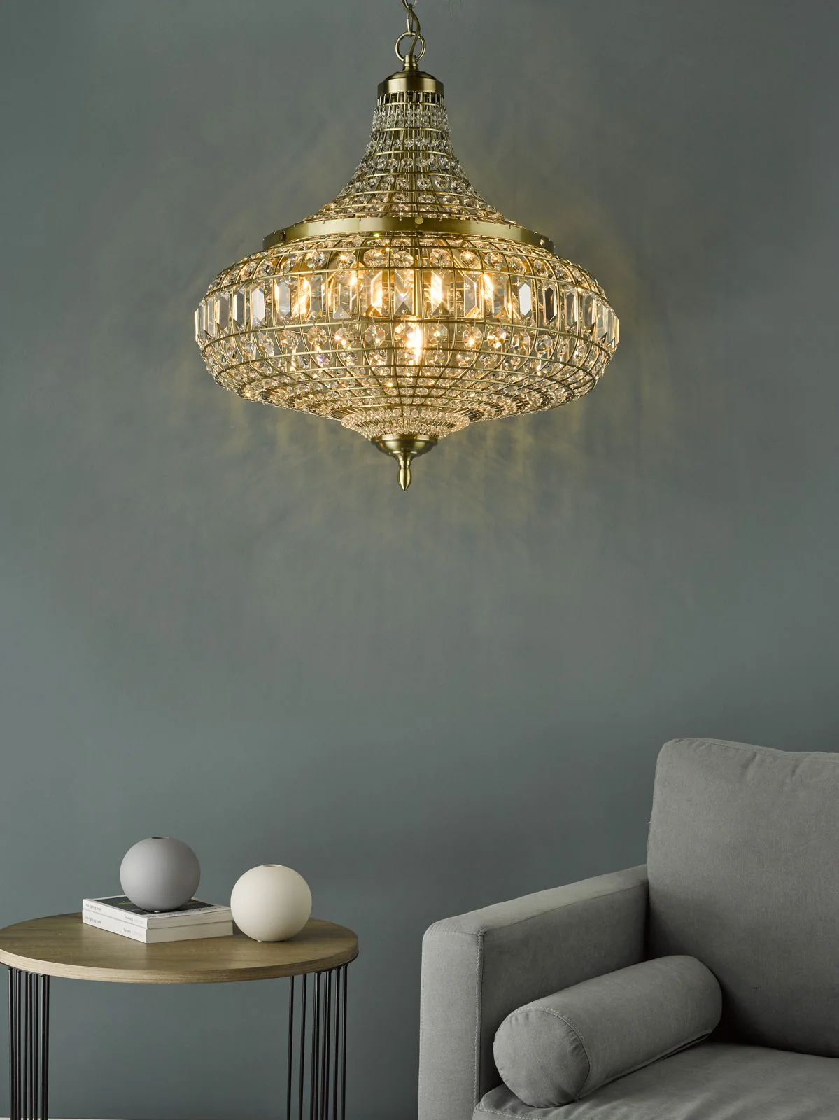Asmara 6 Light Pendant Antique Brass Crystal - Image 3