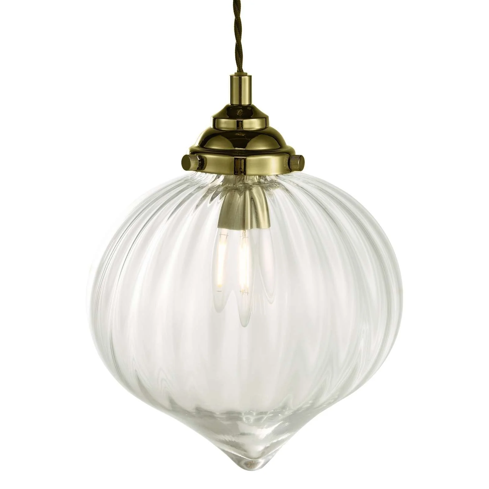 Mya 1 Light Single Pendant Ceiling Light - Antique Brass/Polished Nickel Glass IP20 - Image 2