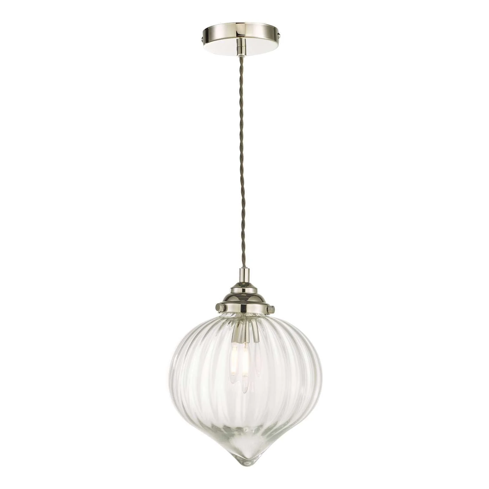 Mya 1 Light Single Pendant Ceiling Light - Antique Brass/Polished Nickel Glass IP20 - Image 5
