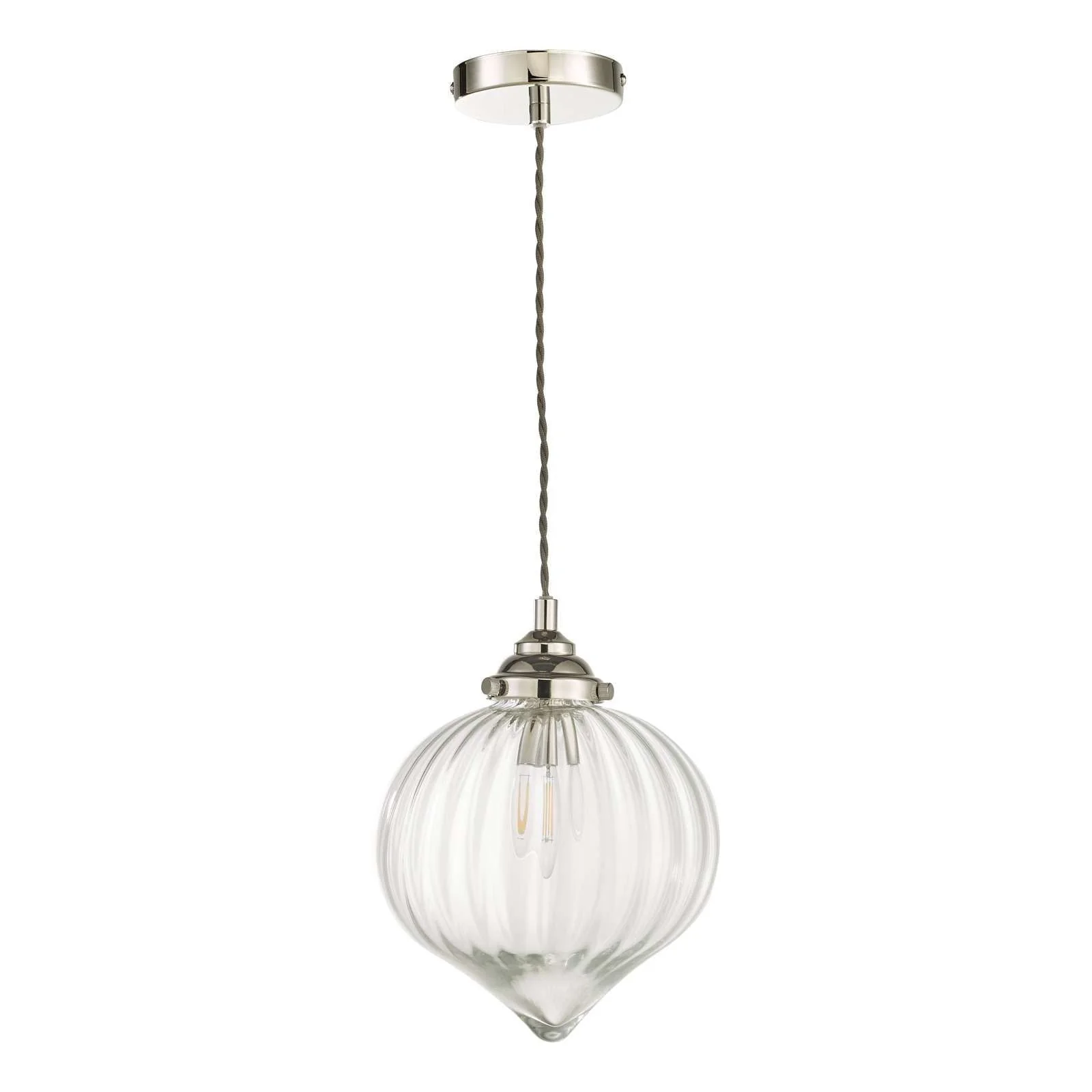 Mya 1 Light Single Pendant Ceiling Light - Antique Brass/Polished Nickel Glass IP20 - Image 6