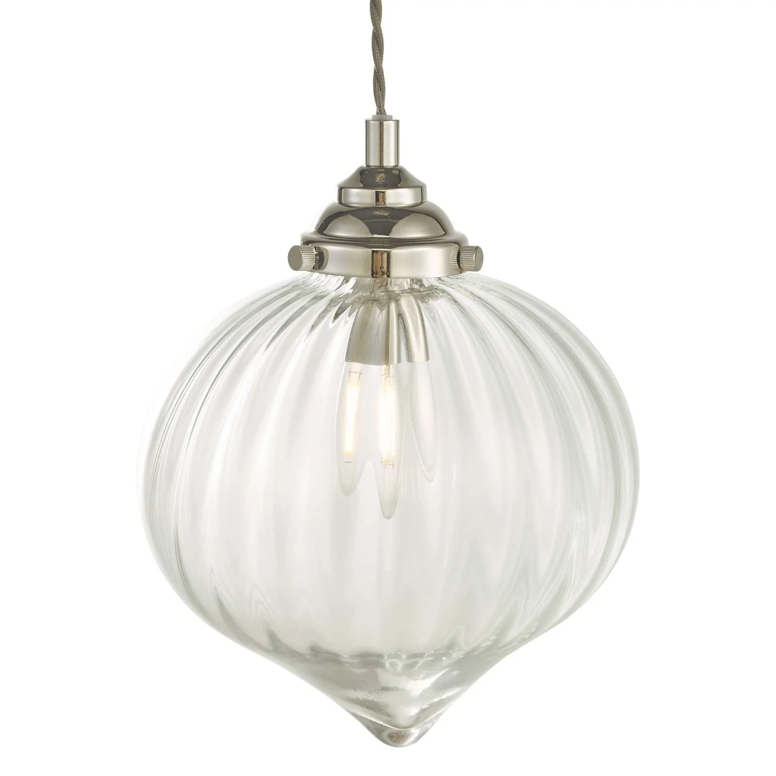 Mya 1 Light Single Pendant Ceiling Light - Antique Brass/Polished Nickel Glass IP20 - Image 7