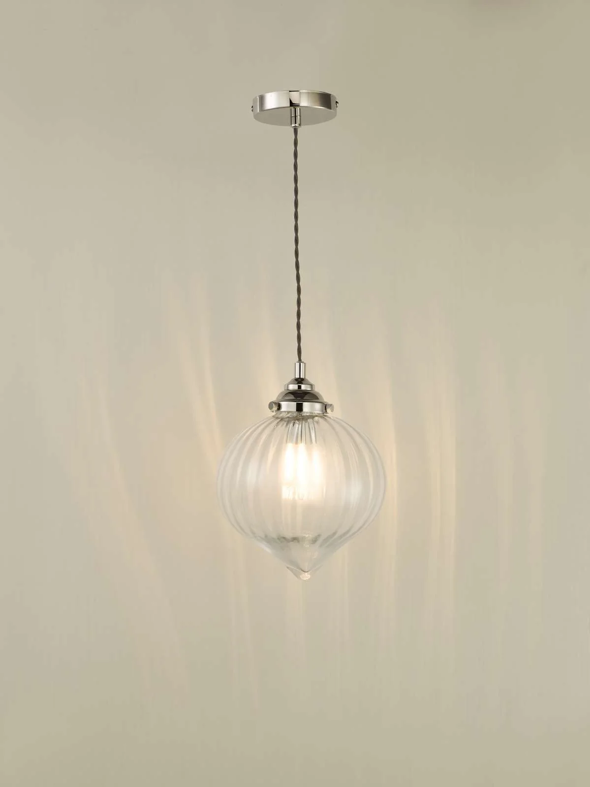 Mya 1 Light Single Pendant Ceiling Light - Antique Brass/Polished Nickel Glass IP20 - Image 8